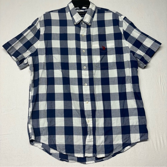 U.S. Polo Assn. Other - U.S. Polo Assn. Men's Button Down Short Sleeve Pocket Blue Plaid Shirt L